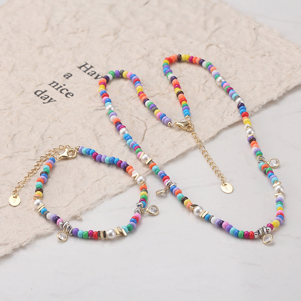 Gold Stainless Steel Turquoise & Freshwater Pearl Station Necklace, Oval Turquoise Bezel Pendant Adjustable Cable Chain（副本）
