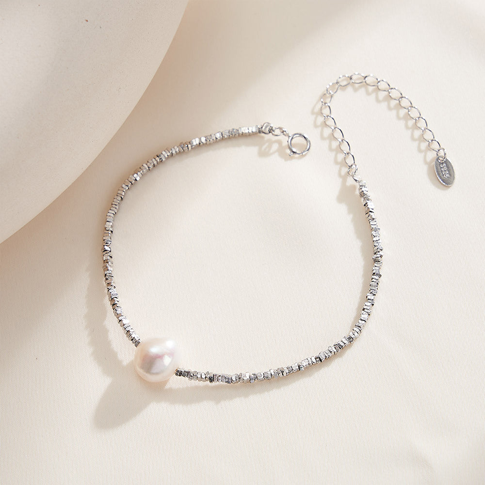 925 Sterling Silver Pearl Bracelet Fashion Jewelry Gift for Women Girls