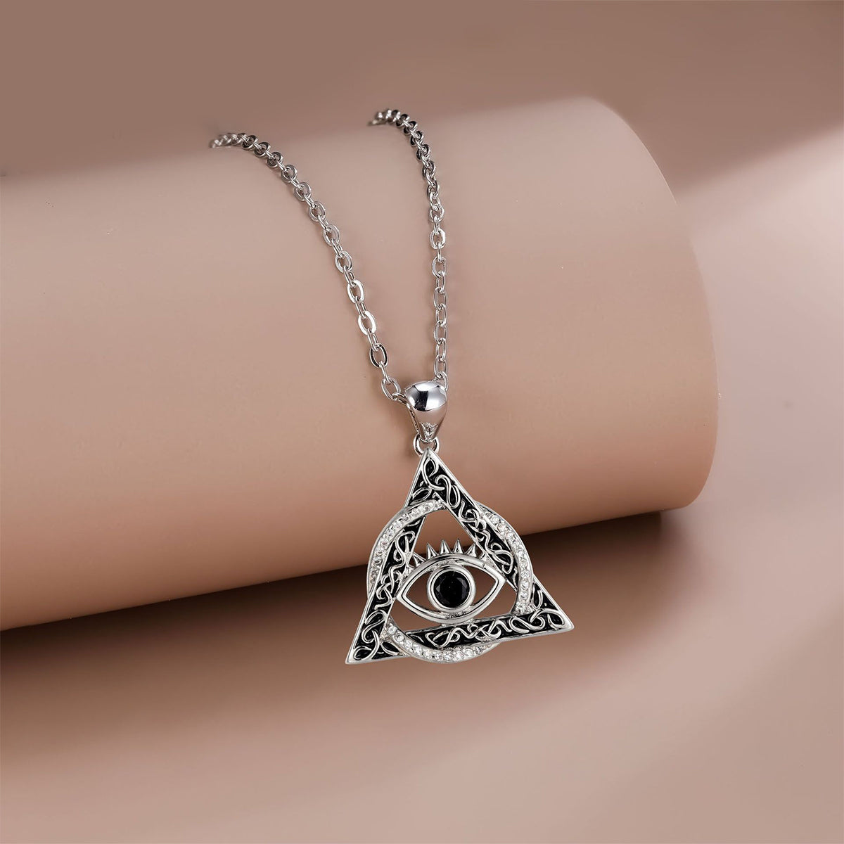 Copper With Silver Plated Evil Eye Pendant Necklace