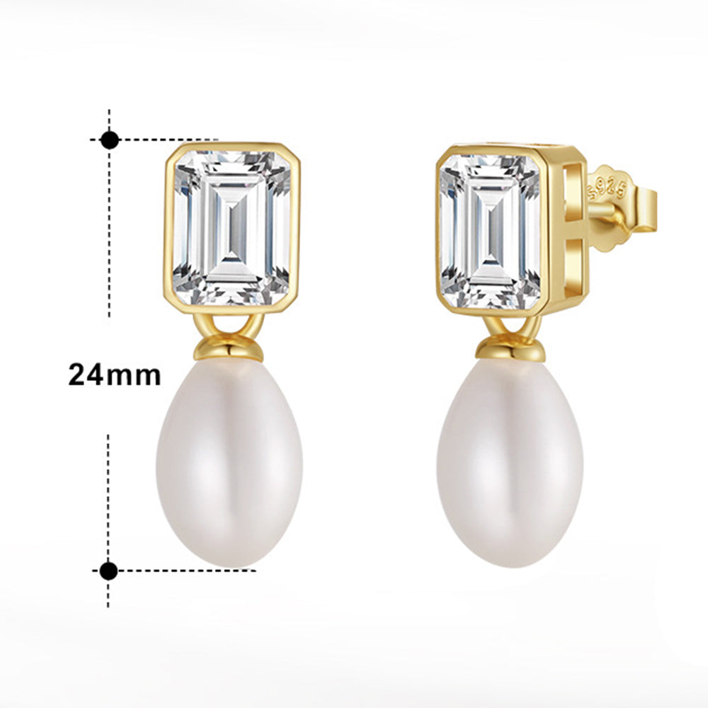 925 Sterling Silver Natural Pearl Earrings Fashion Jewelry Gift for Women Girl