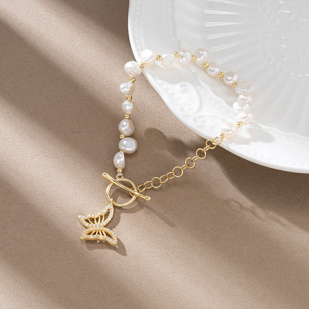925 Sterling Silver Pearl Bracelet Fashion Jewelry Gift for Women Girls