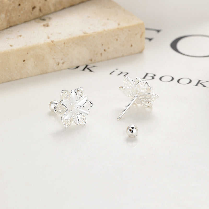 925 Sterling Silver Flower Screwed Earrings