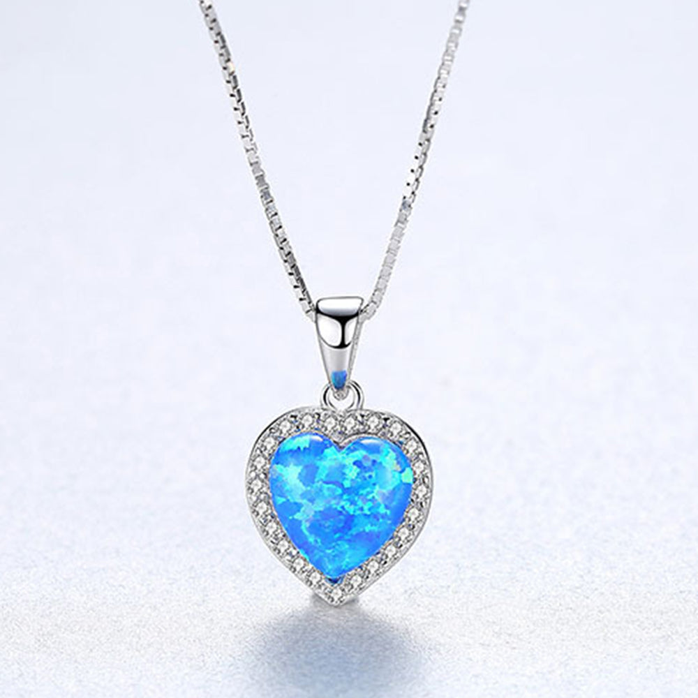 925 Sterling Silver Heart Necklace Fashion Jewelry Gift for Women Girls
