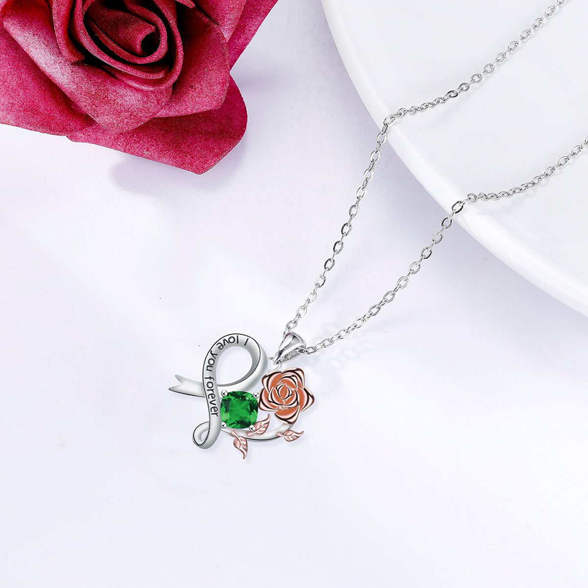 Copper With Silver/Rosegold Plated Heart Pendant Necklace