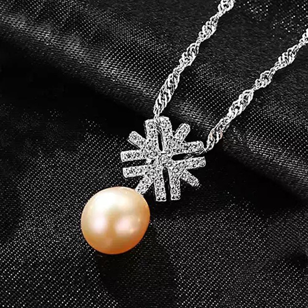 925 Sterling Silver Natural Pearl Drop Necklace Fashion Jewelry Gift for Women Girls