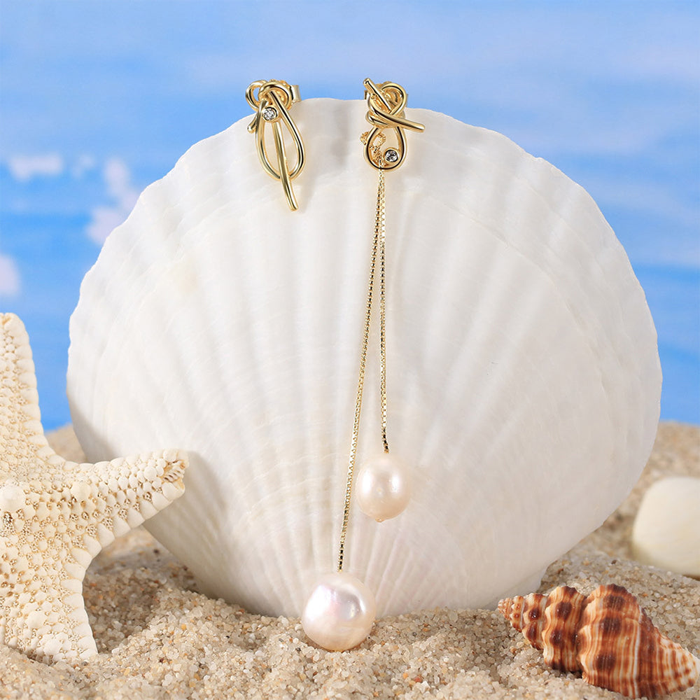 925 Sterling Silver Natural Pearl Earrings Fashion Jewelry Gift for Women Girl