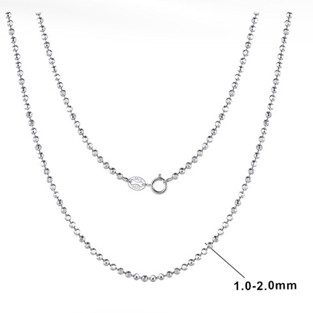 925 Sterling Silver Hammered Ball Beads Chain