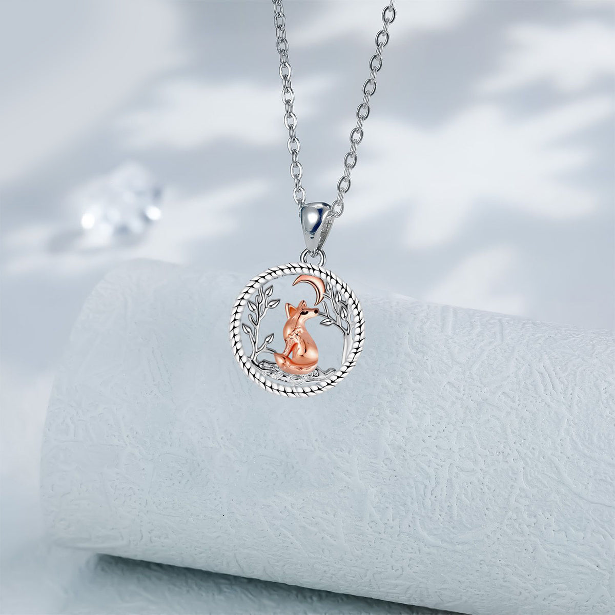 Copper With Silver/Rosegold Plated Moon Pendant Necklace