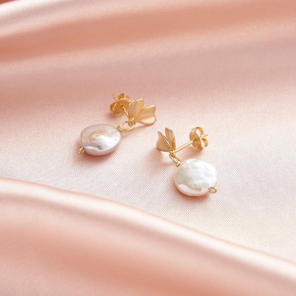 925 Sterling Silver Natural Pearl Earrings Fashion Jewelry Gift for Women Girl