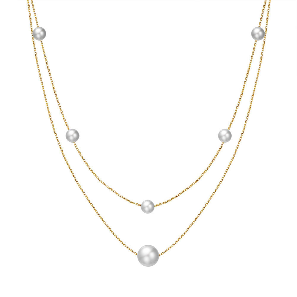 925 Sterling Silver Natural Pearl Necklace Fashion Jewelry Gift for Women Girls