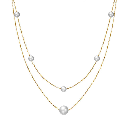 925 Sterling Silver Natural Pearl Necklace Fashion Jewelry Gift for Women Girls