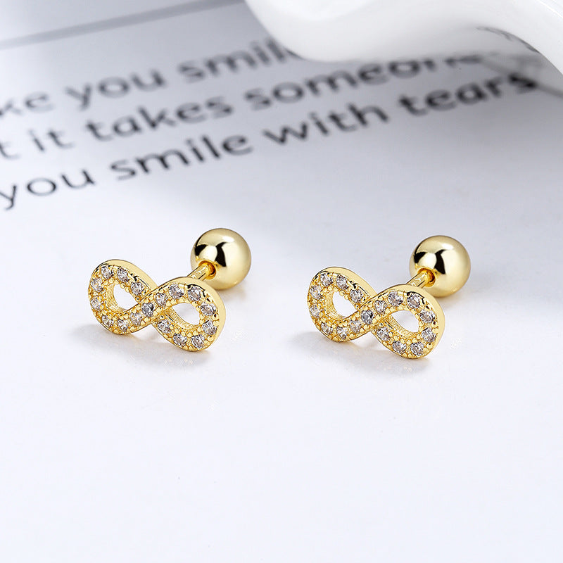 925 Sterling Silver Infinity Screw Back Stud Earrings