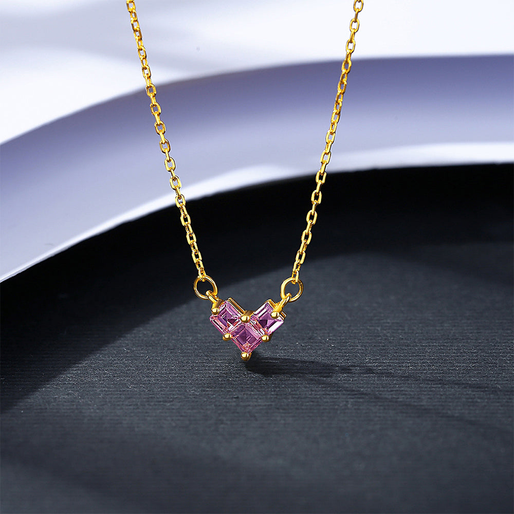 925 Sterling Silver Drop Zircon Necklace Fashion Jewelry Gift for Women Girls