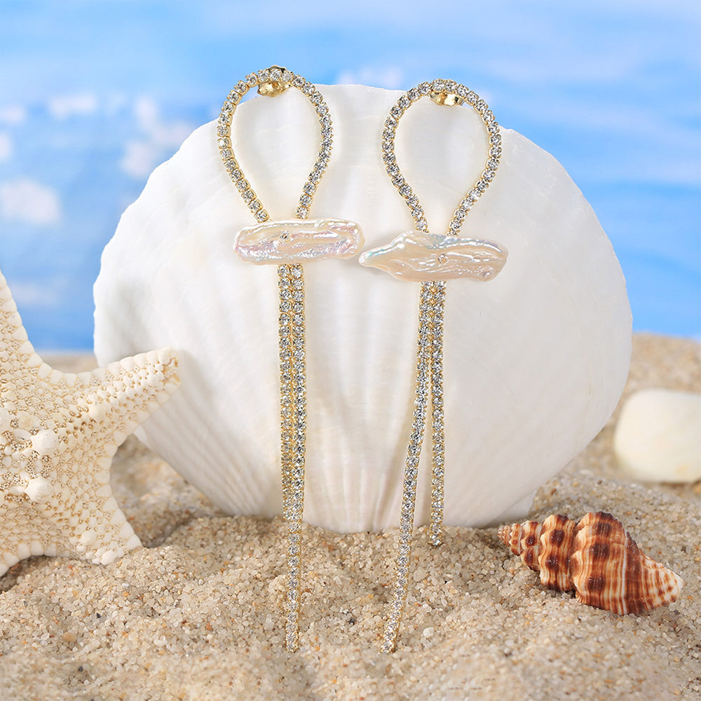 925 Sterling Silver Natural Pearl Earrings Fashion Jewelry Gift for Women Girl