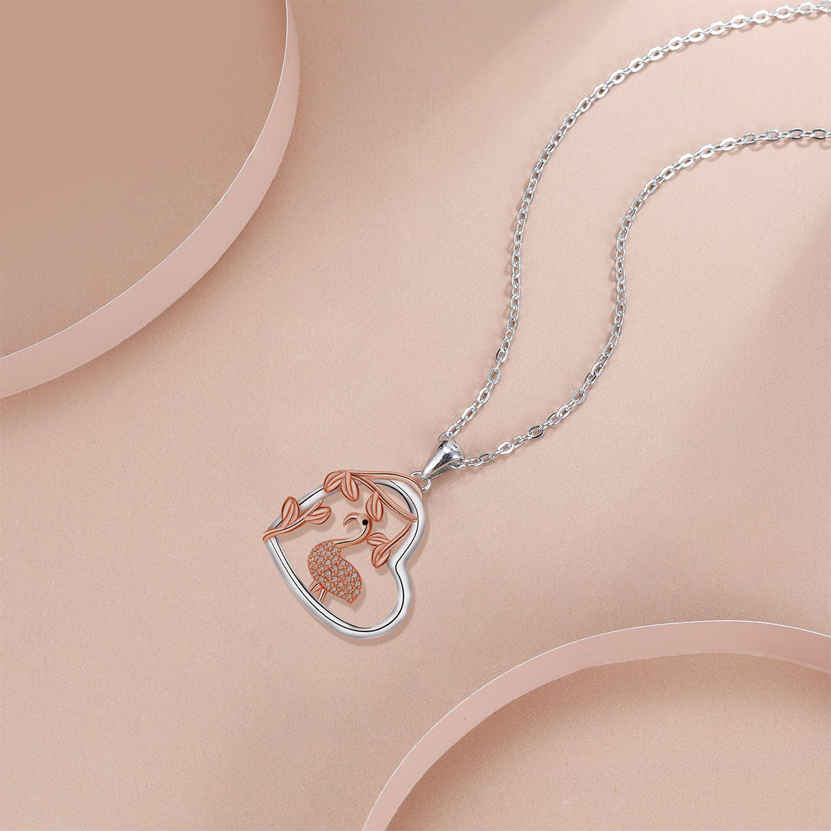 Copper With Silver/Rosegold Plated Heart Pendant Necklace
