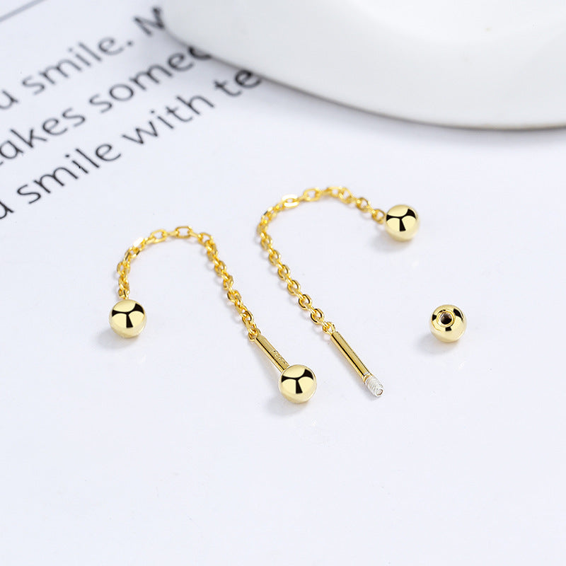 925 Sterling Silver Screwed Long Earrings