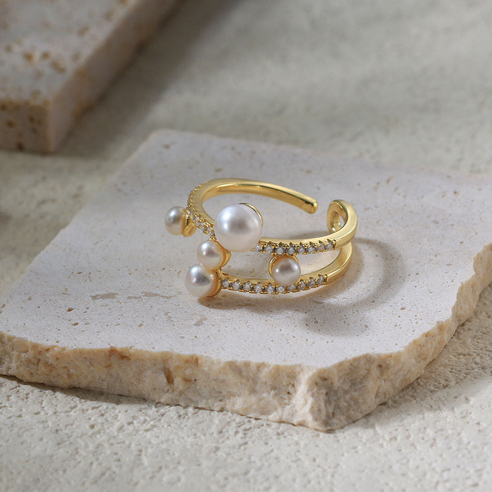 Anillo de perla natural de plata de ley 925, joyería de moda, regalo para mujeres y niñas.
