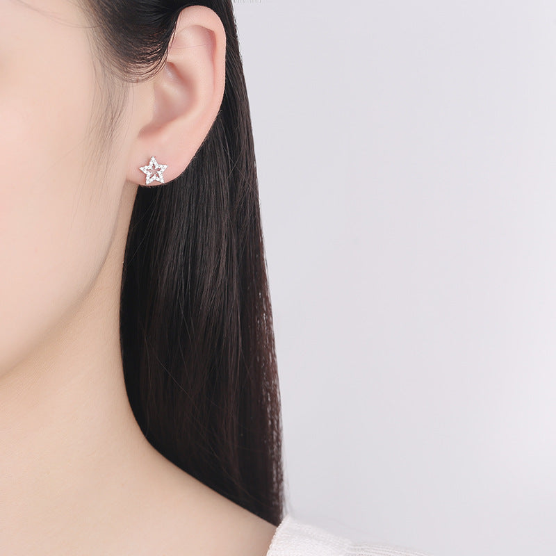 925 Sterling Silver Star Screwed Earrings