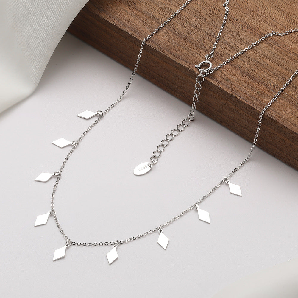 Stainless Steel Dangling Rhombus Charm Necklace, Gold Plated Multi Diamond Shape Pendant Chain, Minimalist Geometric Station Necklace for Women