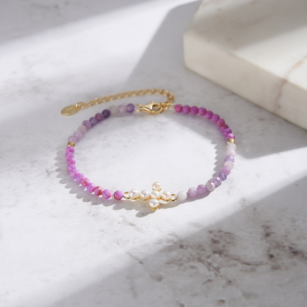 925 Sterling Silver Pearl Bracelet Fashion Jewelry Gift for Women Girls