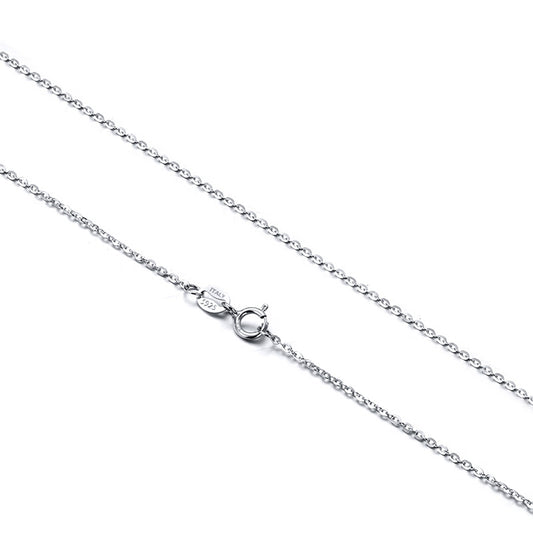 Silver Stainless Steel Rolo Chain Necklace, 1mm Thin Round Cable Link 45cm Adjustable Plain Chain
