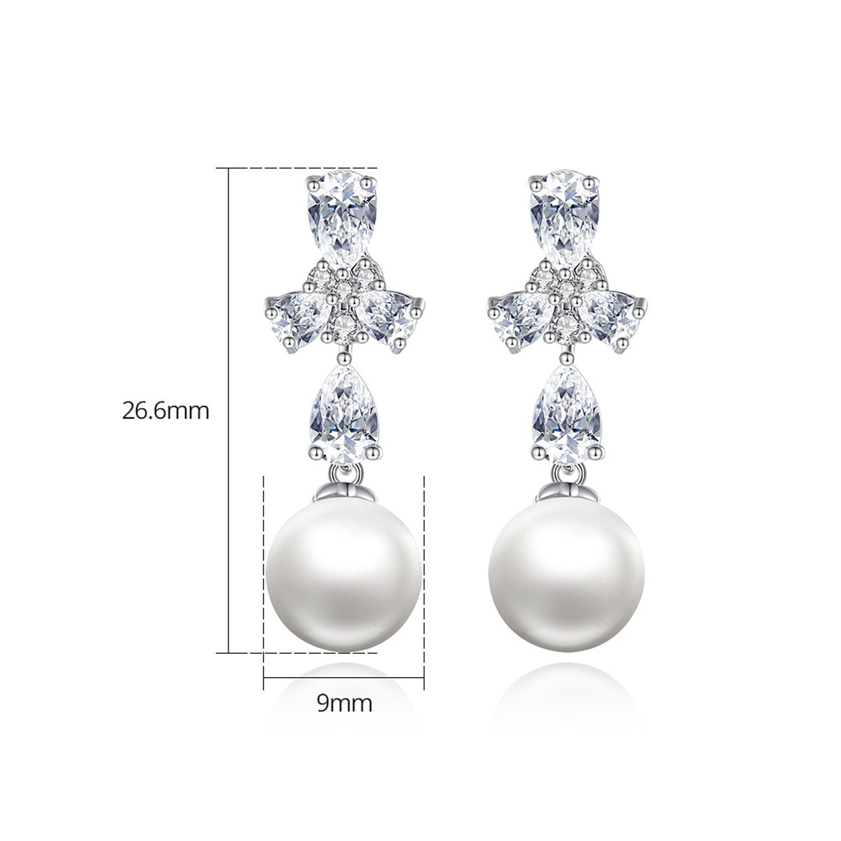 Copper With Silver Plated Fashion Pearl Jewelry Earrings