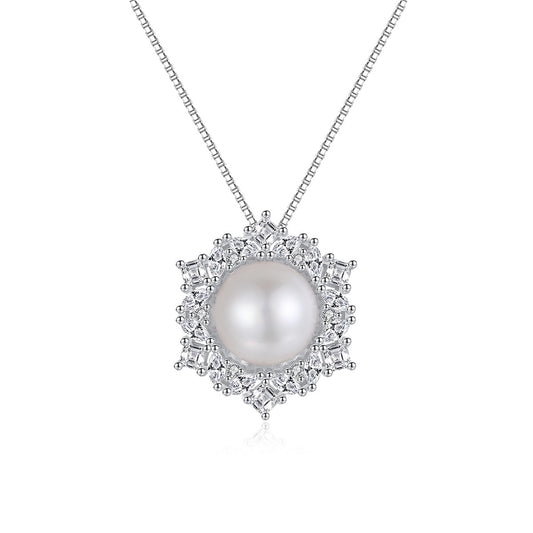 925 Sterling Silver Natural Pearl Drop Necklace Fashion Jewelry Gift for Women Girls