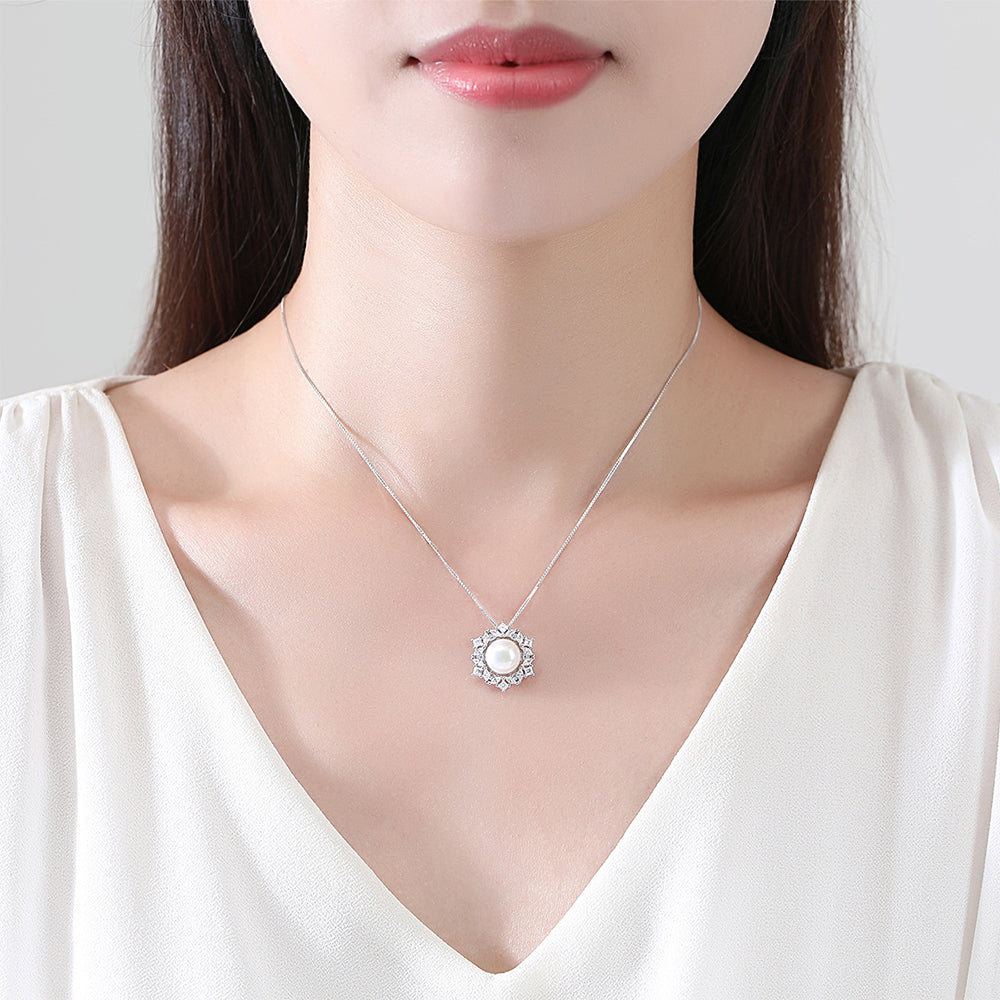 925 Sterling Silver Natural Pearl Drop Necklace Fashion Jewelry Gift for Women Girls