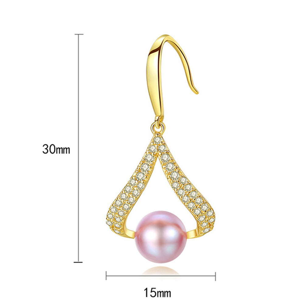 925 Sterling Silver Natural Pearl Drop Earrings Fashion Jewelry Gift for Women Girls