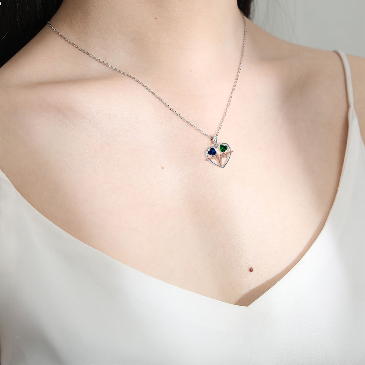 Copper With Silver/Rosegold Plated Heart Pendant Necklace