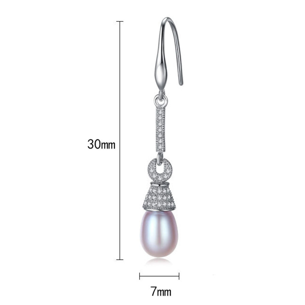 925 Sterling Silver Natural Pearl Drop Hook Earrings Fashion Jewelry Gift for Women Girls