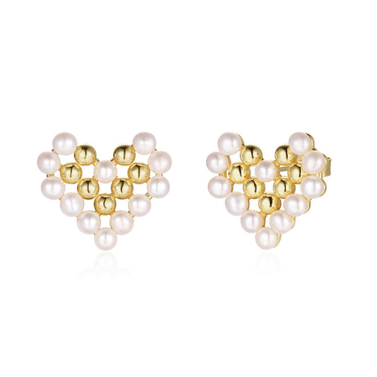 925 Sterling Silver Natural Pearl Earrings Fashion Jewelry Gift for Women Girl