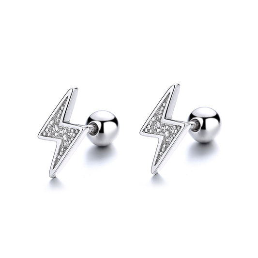 925 Sterling Silver Lightning Screw Back Stud Earrings