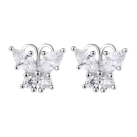 925 Sterling Silver Butterfly Screw Back Stud Earrings