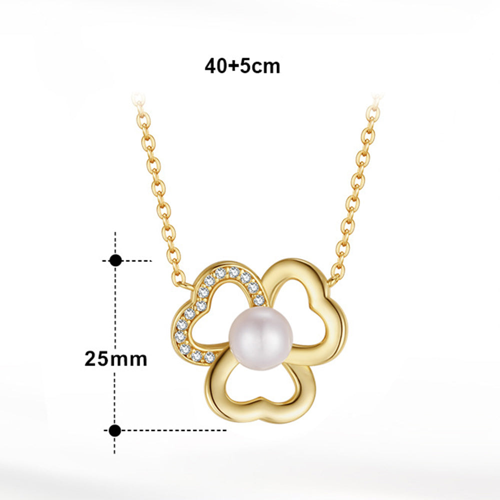 925 Sterling Silver Natural Pearl Necklace Fashion Jewelry Gift for Women Girls