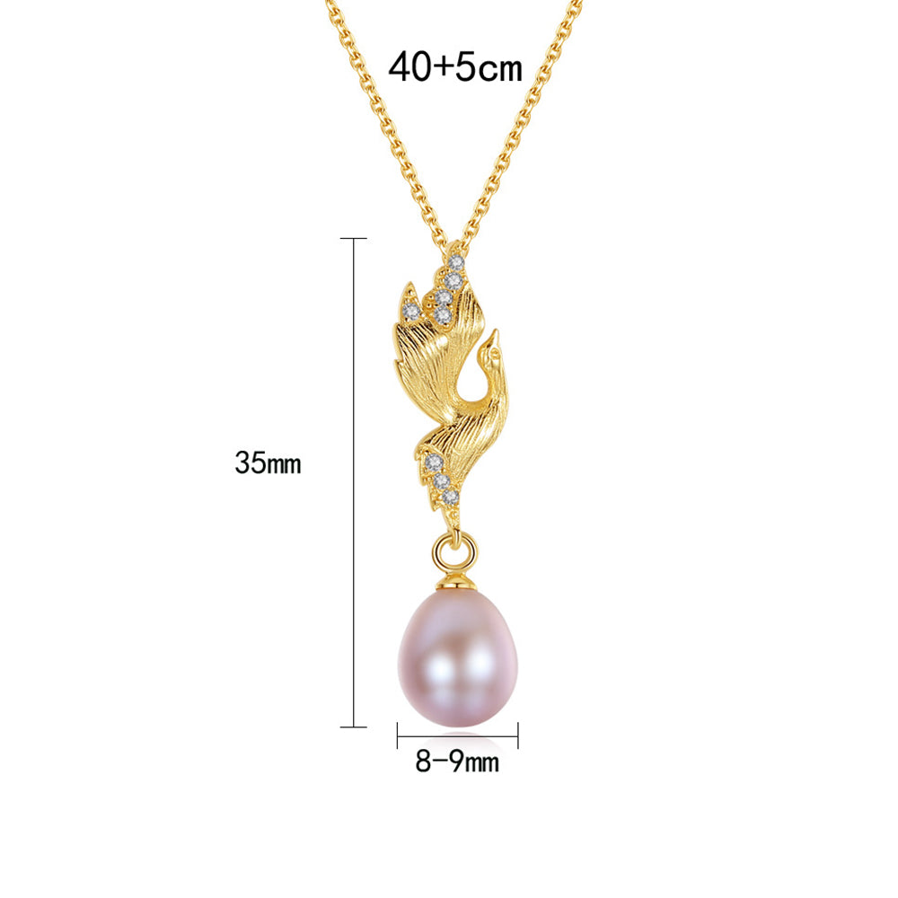 925 Sterling Silver Natural Pearl Drop Necklace Fashion Jewelry Gift for Women Girls