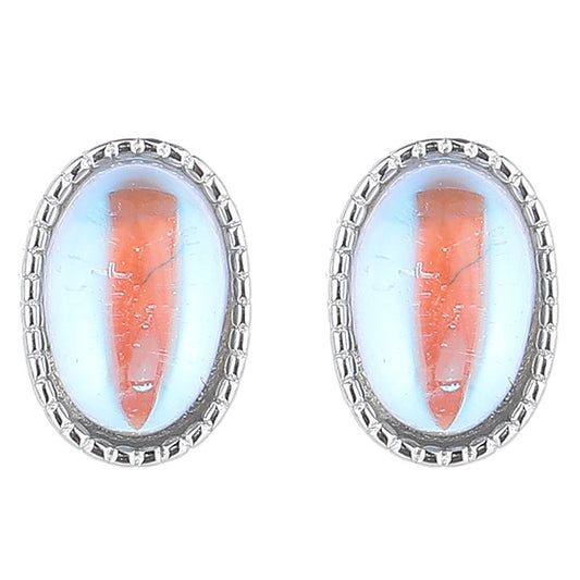 925 Sterling Silver Moonstone Screwed Earrings