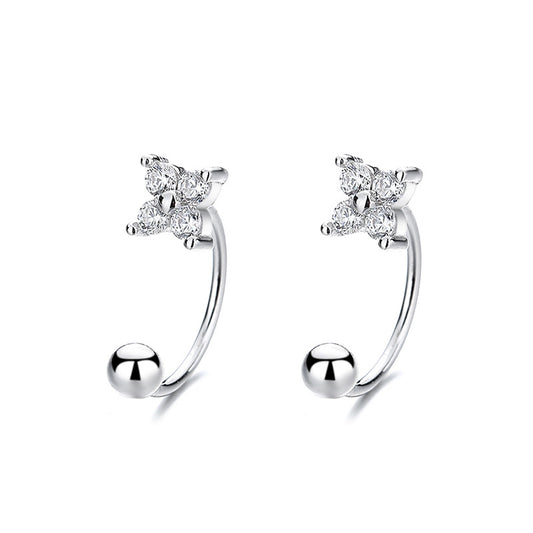 925 Sterling Silver Flower Screwed Earrings