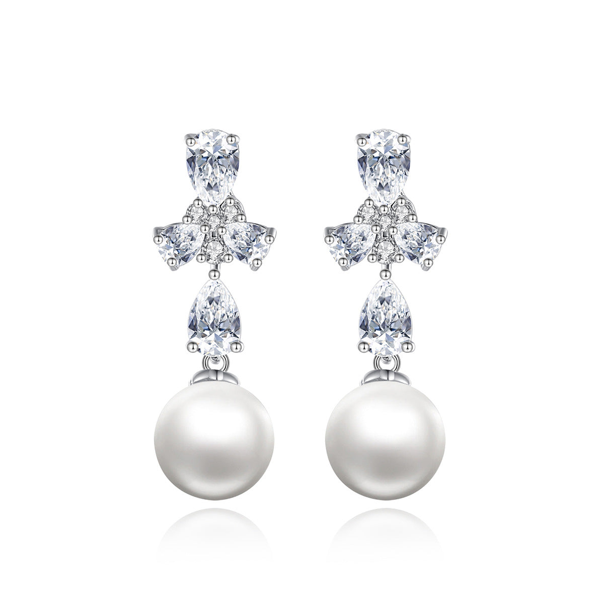 Copper With Silver Plated Fashion Pearl Jewelry Earrings