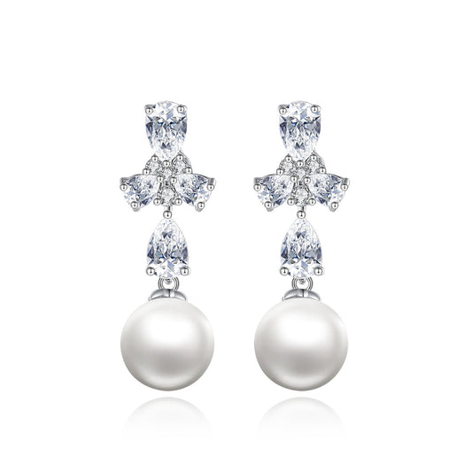 Copper With Silver Plated Fashion Pearl Jewelry Earrings