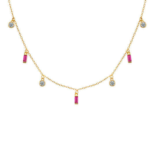 925 Sterling Silver Fashion Colorful Stones Necklace