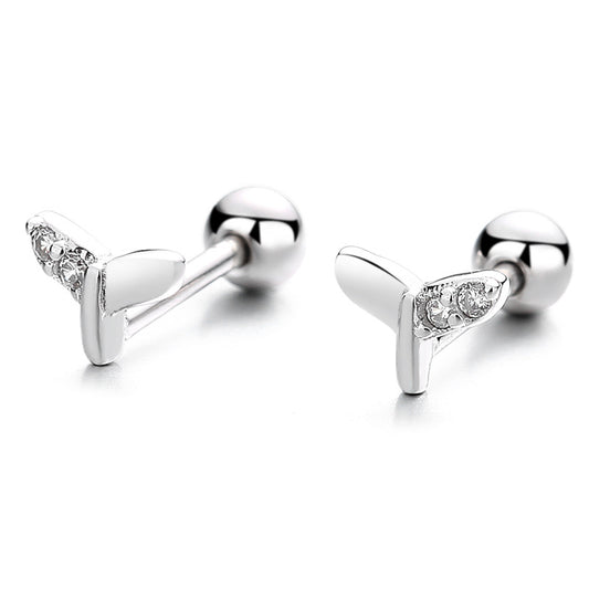 925 Sterling Silver Leaf Screw Back Stud Earrings