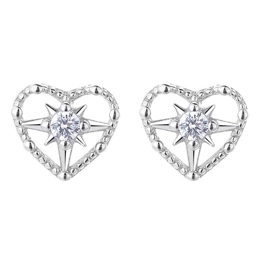 925 Sterling Silver Heart Screwed Earrings