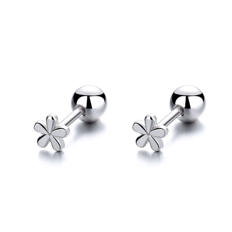 925 Sterling Silver Flower Screwed Earrings