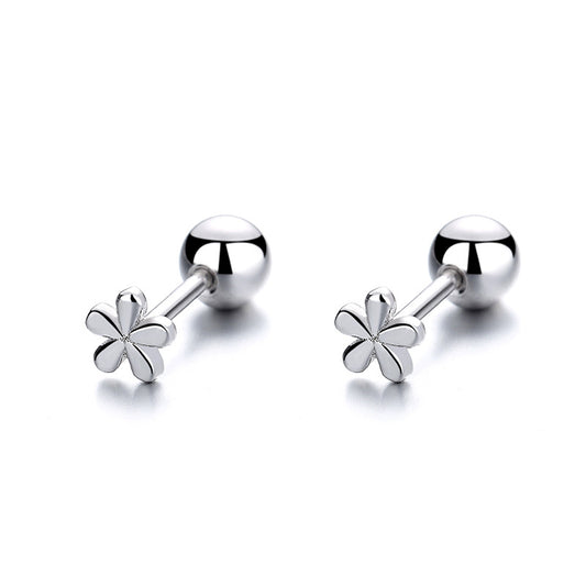 925 Sterling Silver Flower Screwed Earrings