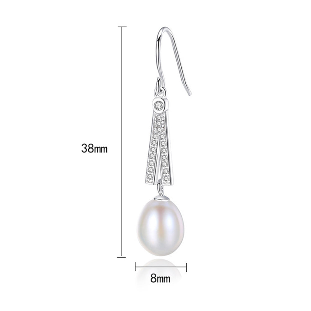 925 Sterling Silver Natural Pearl Drop Earrings Fashion Jewelry Gift for Women Girls
