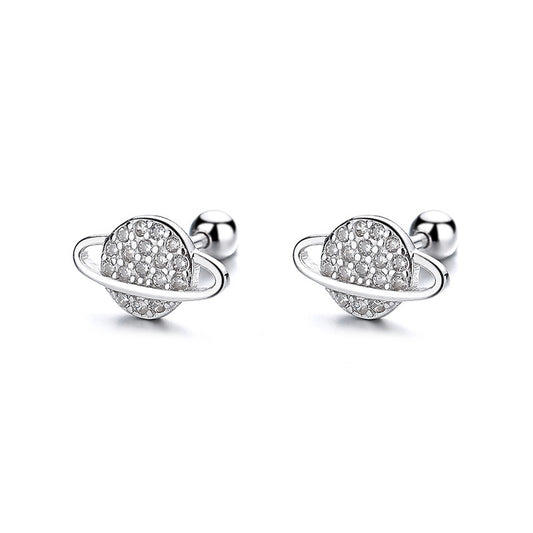 925 Sterling Silver Universe Screwed Earrings