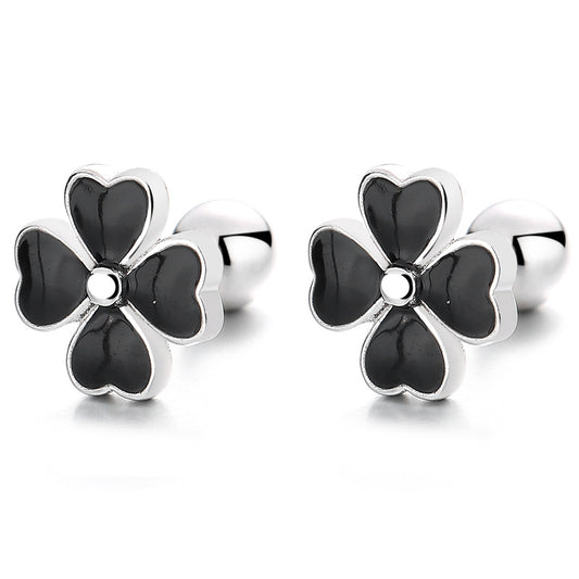 925 Sterling Silver Flower Screw Back Stud Earrings
