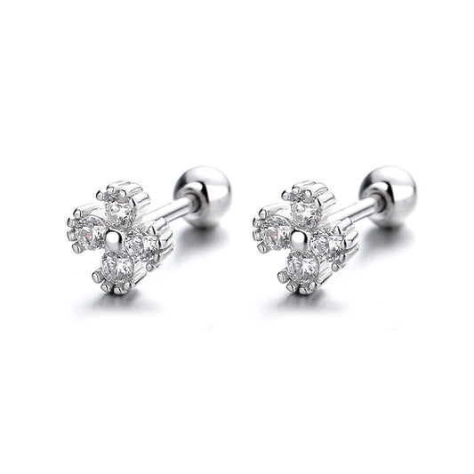 925 Sterling Silver Zircon Screw Back Stud Earrings