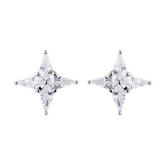 925 Sterling Silver Zircon Screw Back Stud Earrings
